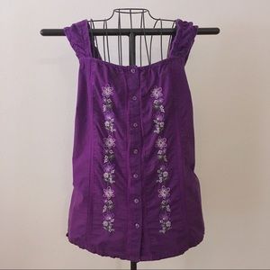 Plus Size Violet Purple Embroidered Sleeveless Top